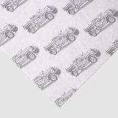 vintage brandweerauto potloodschets brandvman teke tissuepapier (Detail)