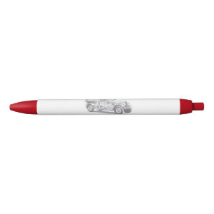 vintage brandweerauto potloodschets brandvman teke zwarte inkt pen