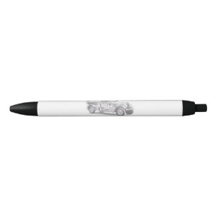 vintage brandweerauto potloodschets brandvman teke zwarte inkt pen