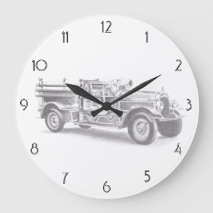 vintage brandweerauto potloodschets brandweerman t grote klok