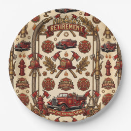 Vintage Brandweerman Pensioenfeest Papieren Bordje