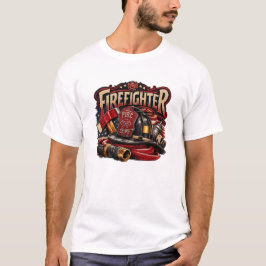 Vintage Brandweerman Retro Embleem Ontwerp T-shirt