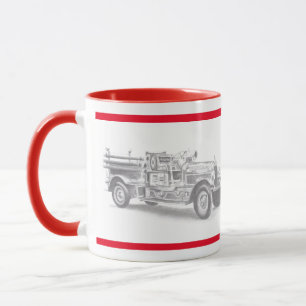 vintage brandweerpotloodschets  mok
