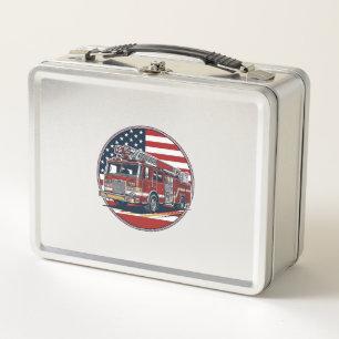 Vintage brandweervoertuig Amerikaanse vlag cirkel