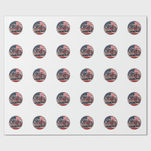Vintage brandweervoertuig Amerikaanse vlag cirkel Cadeaupapier