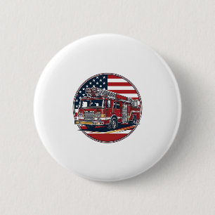 Vintage brandweervoertuig Amerikaanse vlag cirkel  Ronde Button 5,7 Cm