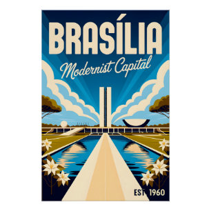 Vintage Brasília Brazilië Modernistische Hoofdstad Perfect Poster