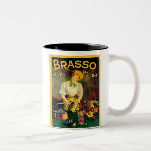 Vintage Brasso Metal Poolse Advocate Tweekleurige Koffiemok