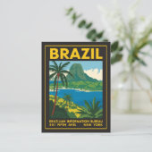 Vintage Brazil Travel Poster Coastal View Briefkaart (Staand voorkant)