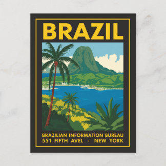 Vintage Brazil Travel Poster Coastal View Briefkaart