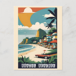 Vintage Brazil Tropical Beach Ocean Travel Briefkaart