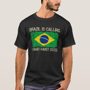Vintage Braziliaanse vlag Brazilië roept en ik moe T-shirt