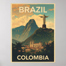 Vintage Brazilië Colombia Reizen Retro Zuid-Amerik