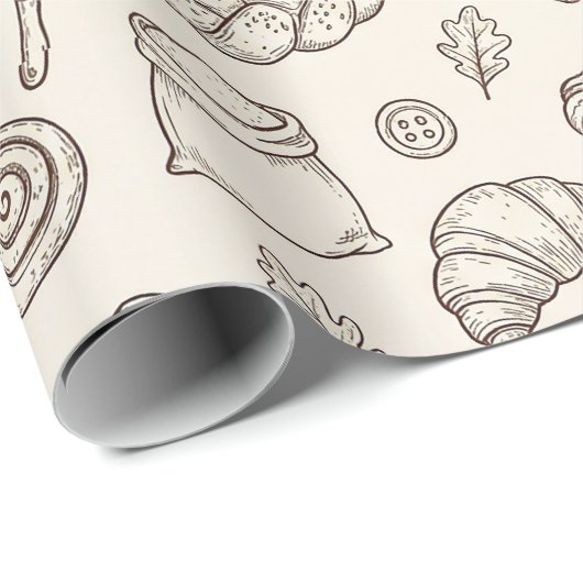 Vintage Breakfast Bakery Seamless Pattern Cadeaupapier (Rol Hoek)