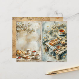 Vintage Breakfast Tea Set Scrapbook Paper