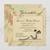 Vintage Bridal Shower Invitation Sjabloon Kaart (Voorkant / Achterkant)