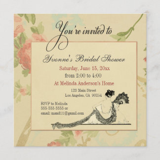 Vintage Bridal Shower Invitation Sjabloon Kaart