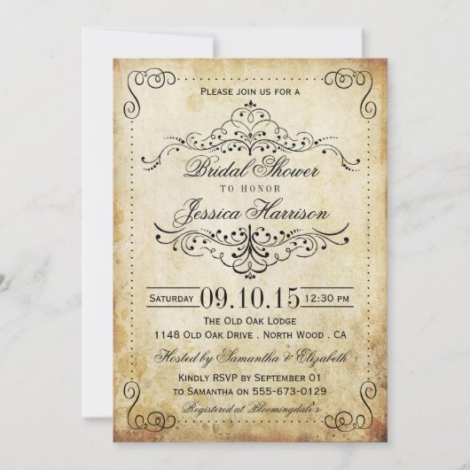 Vintage Bridal Shower Invitations Kaart (Voorkant)