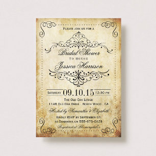   Vintage Bridal Shower Invitations Kaart