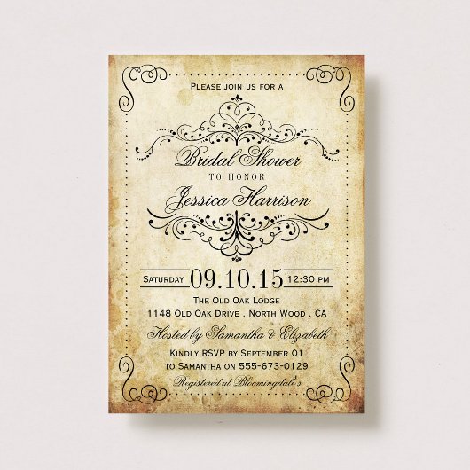   Vintage Bridal Shower Invitations Kaart