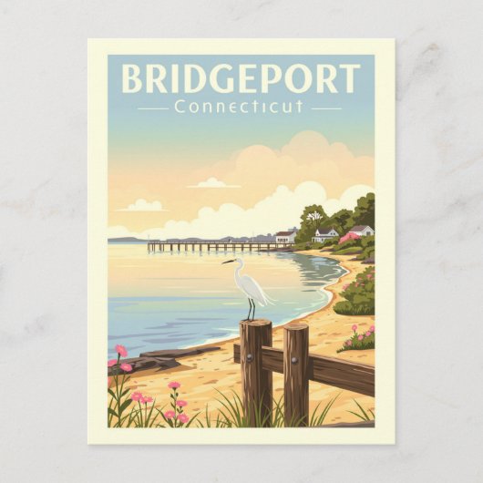 Vintage Bridgeport Connecticut Briefkaart (Voorkant)