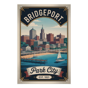 Vintage Bridgeport Connecticut Retro Reisposter Perfect Poster