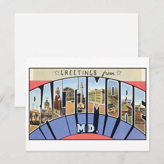 Vintage Briefkaart Baltimore (Voorkant / Achterkant)