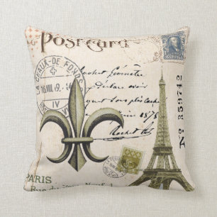 Vintage briefkaart Eiffeltoren Kussen