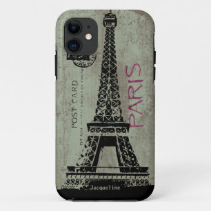 Vintage Briefkaart Eiffeltoren Parijs iPhone 11 Hoesje