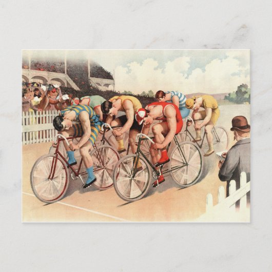 Vintage Briefkaart fietsen (Voorkant)