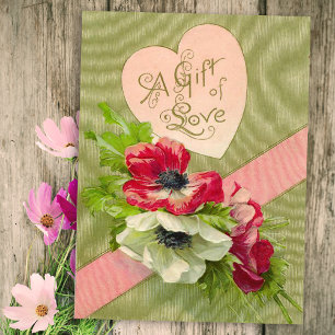 Vintage Briefkaart Floral Valentijn