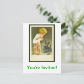 Vintage Briefkaart Girl en Scottish Terrier (Staand voorkant)