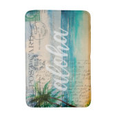 Vintage Briefkaart Hawaiian Palm Trees Badmat (Voorkant Verticaal)