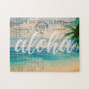 Vintage Briefkaart Hawaiian Palm Trees Legpuzzel