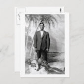 Vintage Briefkaart Man met Alligator (Voorkant / Achterkant)