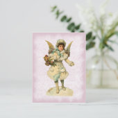 Vintage-Briefkaart met kerstingel Feestdagenkaart (Staand voorkant)