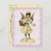 Vintage-Briefkaart met kerstingel Feestdagenkaart (Voorkant / Achterkant)