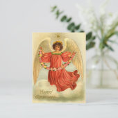 Vintage-Briefkaart met kerstingel Feestdagenkaart (Staand voorkant)