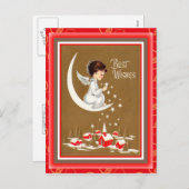 Vintage-Briefkaart met kerstingel Feestdagenkaart (Voorkant / Achterkant)