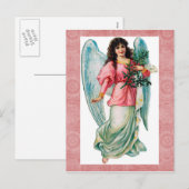 Vintage-Briefkaart met kerstingel Feestdagenkaart (Voorkant / Achterkant)