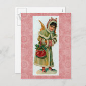 Vintage-Briefkaart met kerstingel Feestdagenkaart (Voorkant / Achterkant)