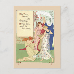 Vintage Briefkaart met vier seizoenen