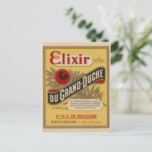 Vintage Briefkaart op het etiket (Staand voorkant)