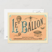 Vintage briefkaart Parijs Ballon (Voorkant / Achterkant)