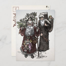 Vintage Briefkaart Santa en Pere Fouettard