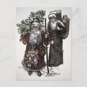 Vintage Briefkaart Santa en Pere Fouettard (Voorkant)