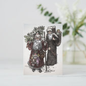 Vintage Briefkaart Santa en Pere Fouettard (Staand voorkant)
