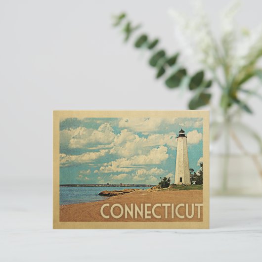 Vintage Briefkaart van Connecticut Lighthouse (Staand voorkant)