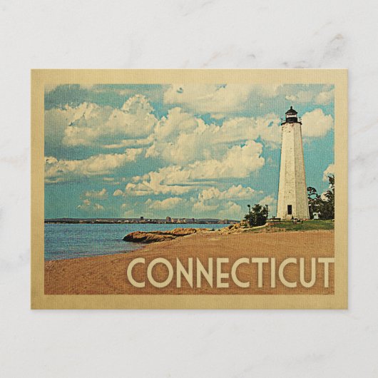 Vintage Briefkaart van Connecticut Lighthouse (Voorkant)