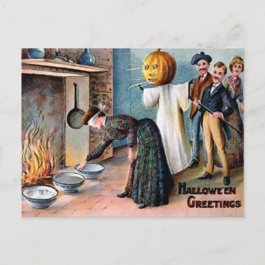 Vintage Briefkaart van de groet Halloween (Voorkant)